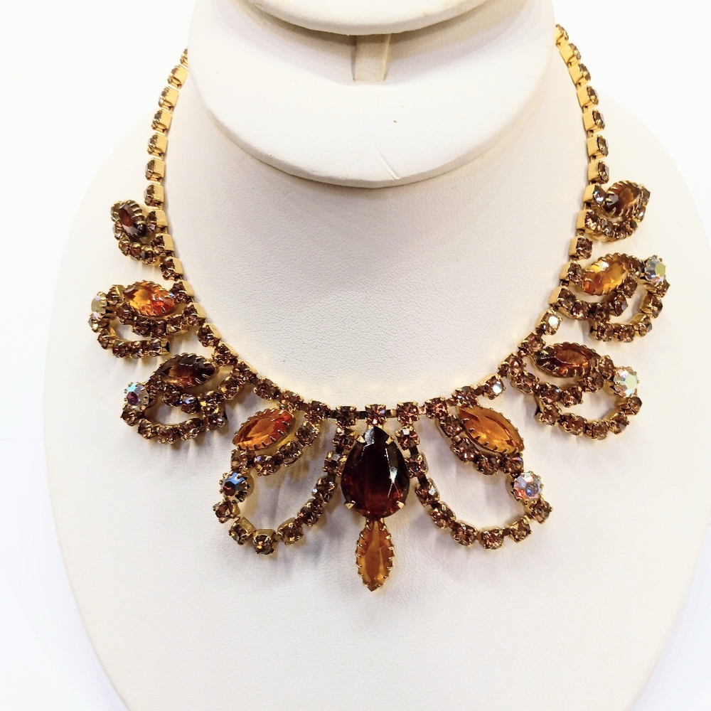 Vintage Rhinestone Choker Unknown Designer Necklace
